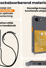 Nomfy Nomfy iPhone 16E Hoesje Pashouder met Koord Met Screenprotector