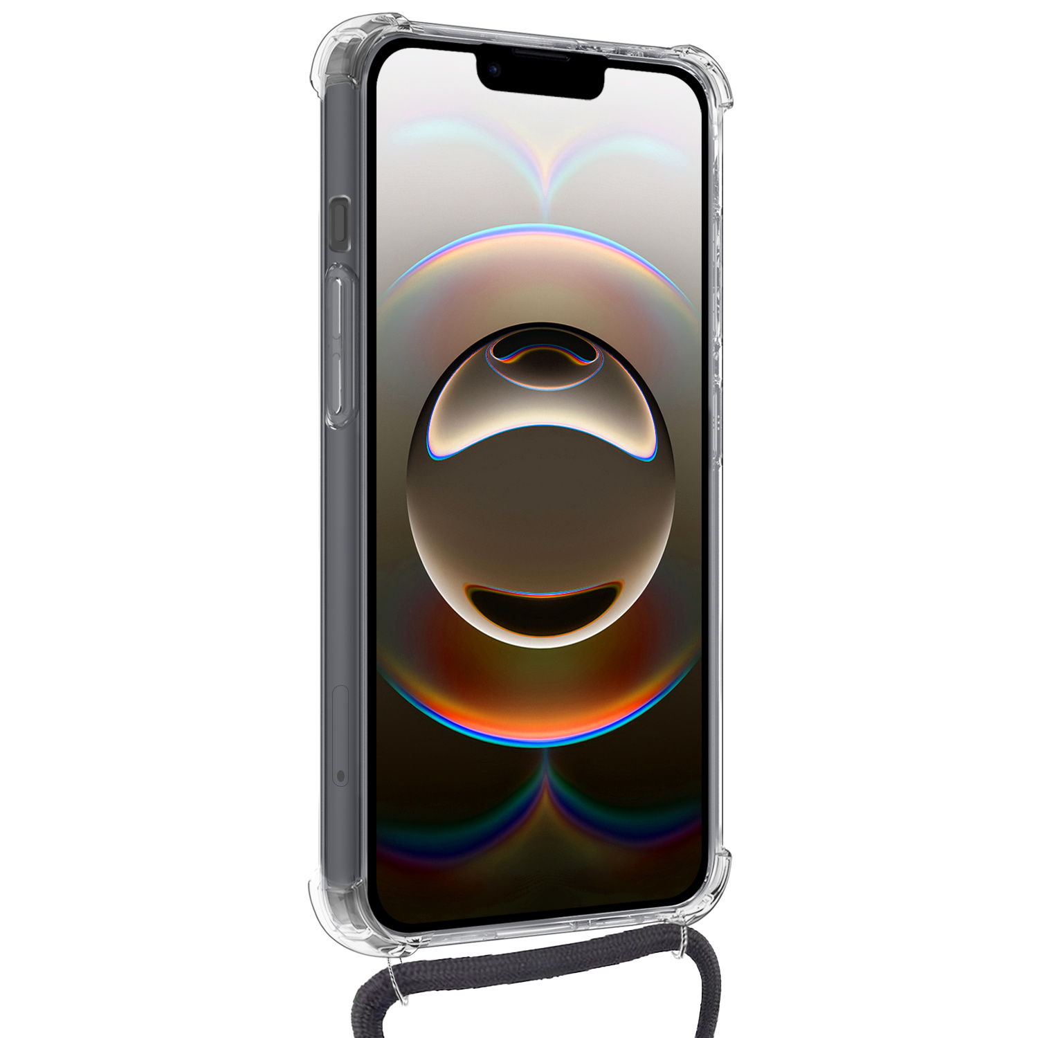 Nomfy Nomfy iPhone 16E Hoesje Pashouder met Koord Met 2x Screenprotector