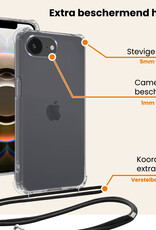 Nomfy Nomfy iPhone 16E Hoesje Transparant Shockproof Met Zwart Koord