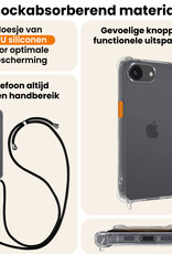 Nomfy Nomfy iPhone 16E Hoesje Transparant Shockproof Met Zwart Koord
