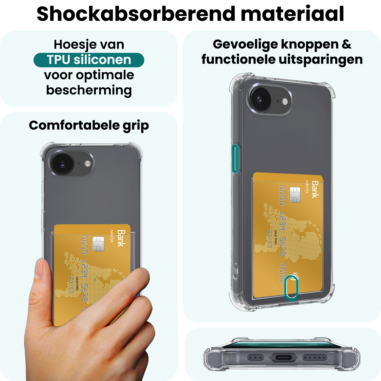 Forterra Forterra iPhone 16E Hoesje Pashouder Met Screenprotector