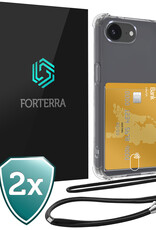 Forterra Forterra iPhone 16E Hoesje Pashouder met Koord - 2 PACK