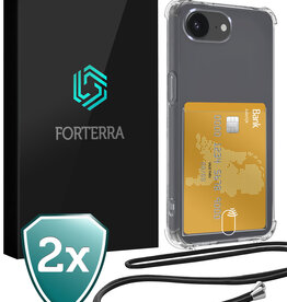 Forterra Forterra iPhone 16E Hoesje Pashouder met Koord - 2 PACK