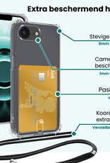 Forterra Forterra iPhone 16E Hoesje Pashouder met Koord Met Screenprotector