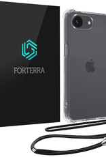 Forterra Forterra iPhone 16E Hoesje Transparant Shockproof Met Zwart Koord