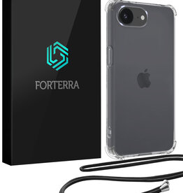 Forterra Forterra iPhone 16E Hoesje Transparant Shockproof Met Zwart Koord