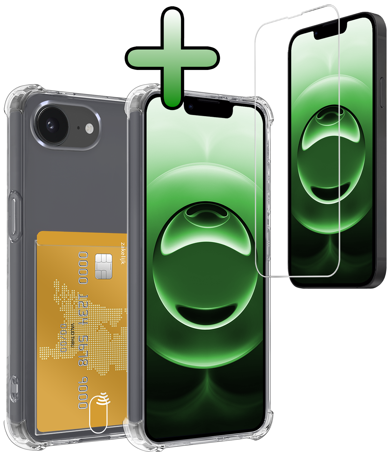 BASEY. BASEY. iPhone 16E Hoesje Pashouder Met Screenprotector