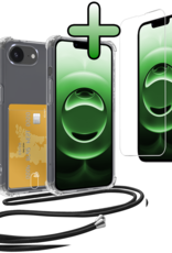 BASEY. BASEY. iPhone 16E Hoesje Pashouder met Koord Met Screenprotector