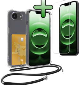 BASEY. BASEY. iPhone 16E Hoesje Pashouder met Koord Met Screenprotector