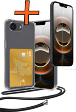 Nomfy Nomfy iPhone 16E Hoesje Pashouder met Koord Met Screenprotector