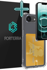 Forterra Forterra iPhone 16E Hoesje Pashouder Met Screenprotector