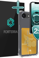 Forterra Forterra iPhone 16E Hoesje Pashouder Met 2x Screenprotector