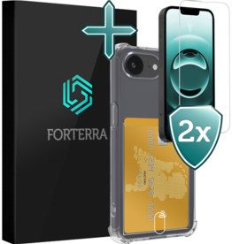 Forterra Forterra iPhone 16E Hoesje Pashouder Met 2x Screenprotector