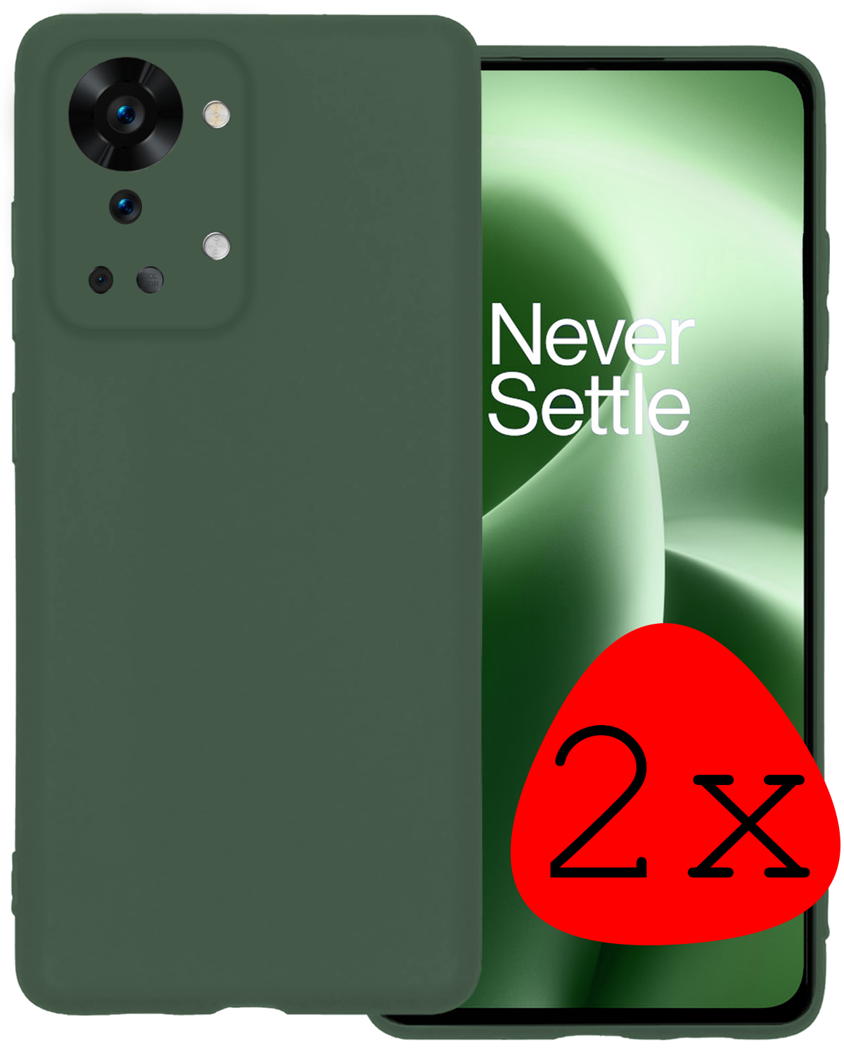 BASEY. BASEY. OnePlus Nord 2T Hoesje Siliconen - Donkergroen - 2 PACK