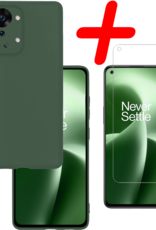 BASEY. BASEY. OnePlus Nord 2T Hoesje Siliconen Met Screenprotector - Donkergroen