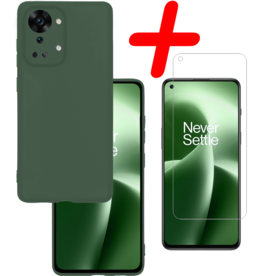 BASEY. BASEY. OnePlus Nord 2T Hoesje Siliconen Met Screenprotector - Donkergroen