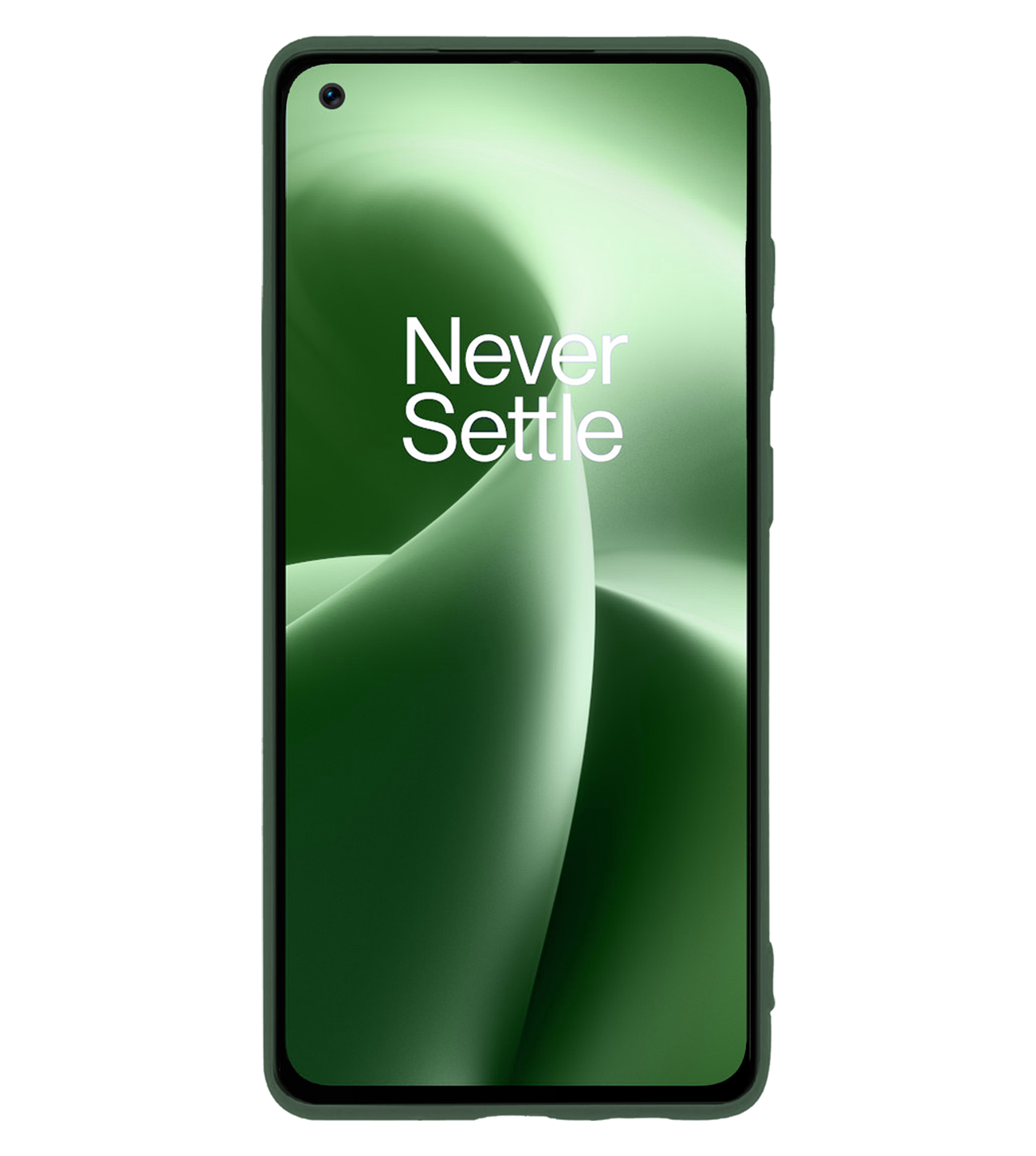 BASEY. BASEY. OnePlus Nord 2T Hoesje Siliconen Met Screenprotector - Donkergroen
