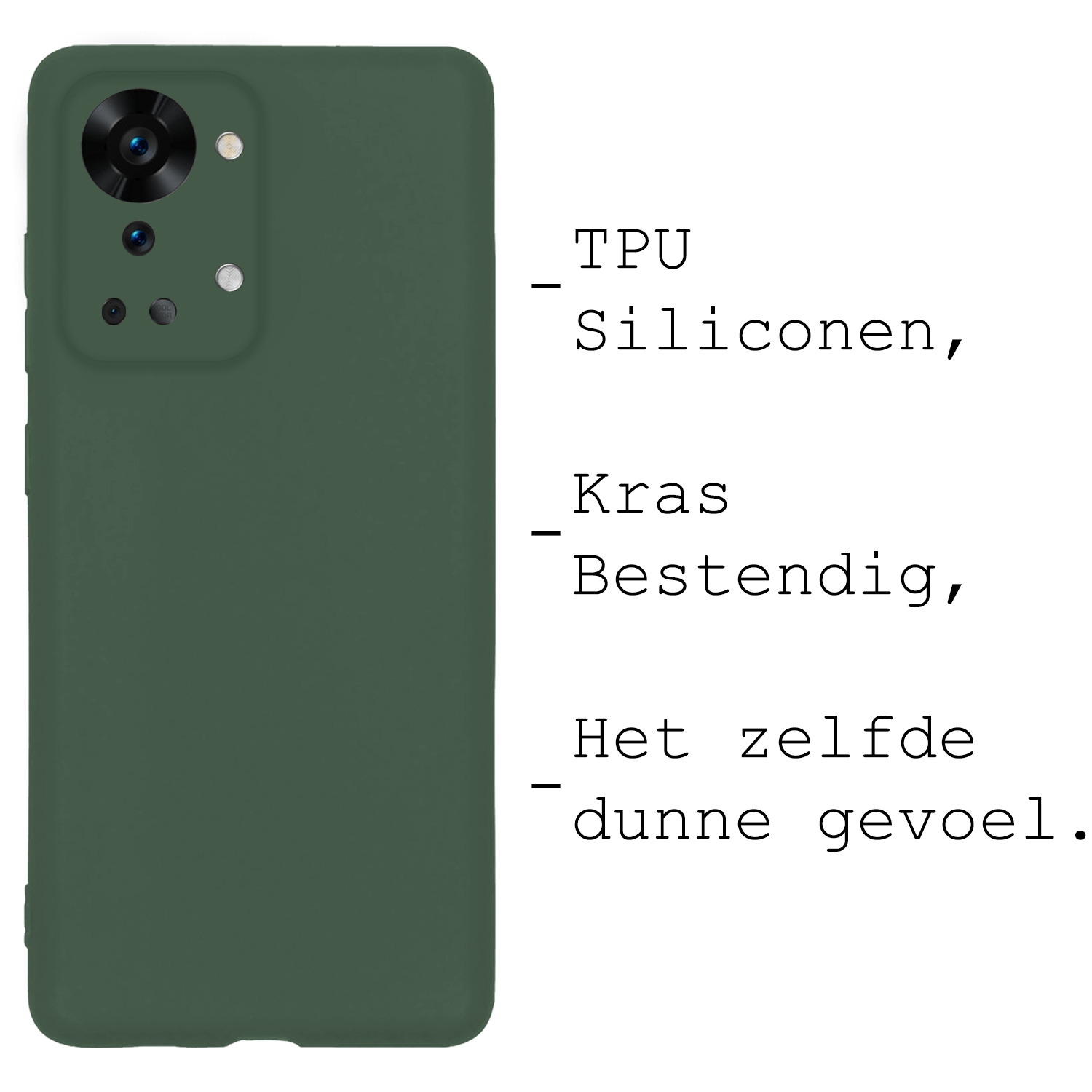 BASEY. BASEY. OnePlus Nord 2T Hoesje Siliconen Met Screenprotector - Donkergroen