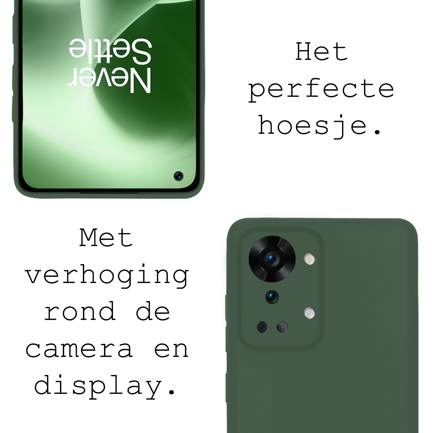 BASEY. BASEY. OnePlus Nord 2T Hoesje Siliconen Met Screenprotector - Donkergroen