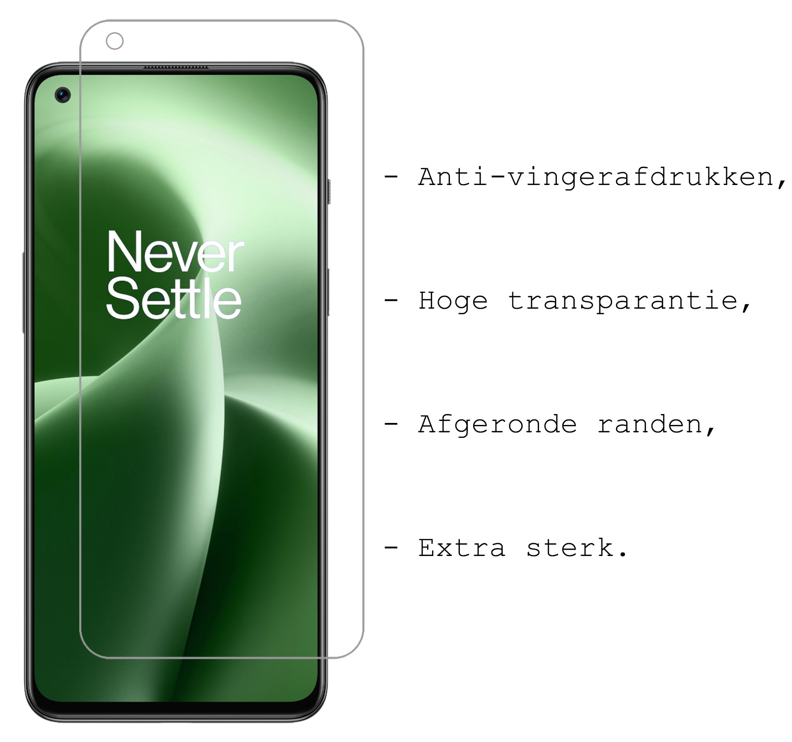 BASEY. BASEY. OnePlus Nord 2T Hoesje Siliconen Met Screenprotector - Donkergroen