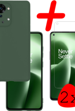 BASEY. BASEY. OnePlus Nord 2T Hoesje Siliconen Met 2x Screenprotector - Donkergroen