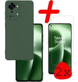 BASEY. BASEY. OnePlus Nord 2T Hoesje Siliconen Met 2x Screenprotector - Donkergroen