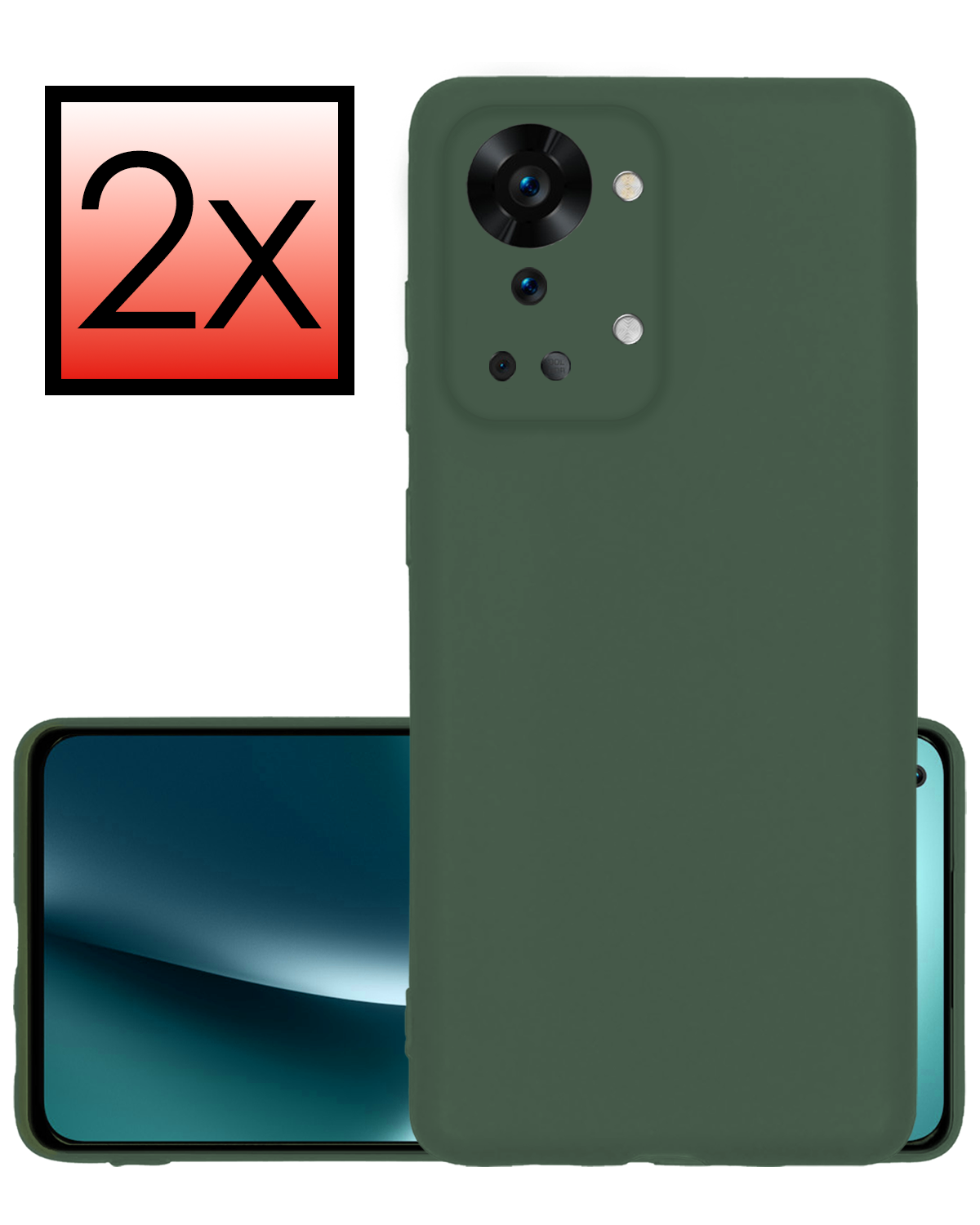 NoXx NoXx OnePlus Nord 2T Hoesje Siliconen - Donkergroen - 2 PACK