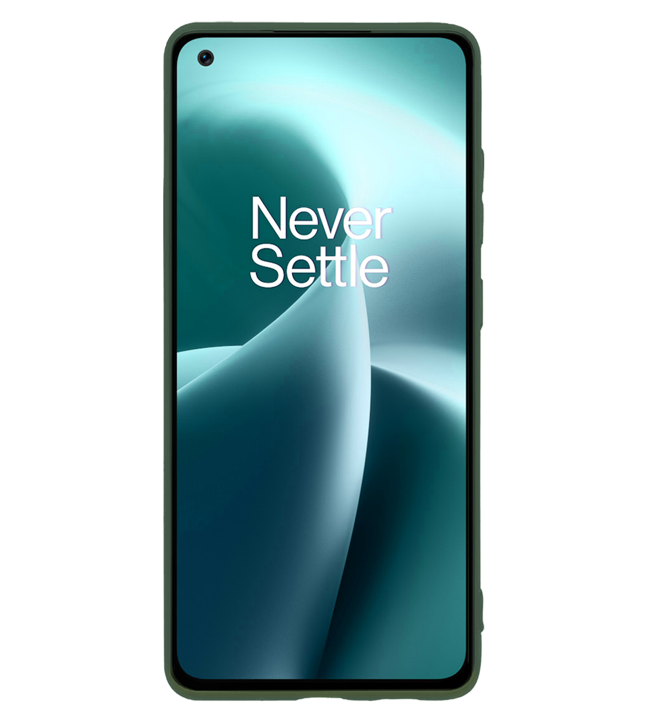 NoXx NoXx OnePlus Nord 2T Hoesje Siliconen Met Screenprotector - Donkergroen