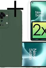 NoXx NoXx OnePlus Nord 2T Hoesje Siliconen Met 2x Screenprotector - Donkergroen