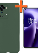 Nomfy Nomfy OnePlus Nord 2T Hoesje Siliconen Met Screenprotector - Donkergroen