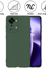 Nomfy Nomfy OnePlus Nord 2T Hoesje Siliconen Met Screenprotector - Donkergroen