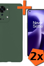 Nomfy Nomfy OnePlus Nord 2T Hoesje Siliconen Met 2x Screenprotector - Donkergroen