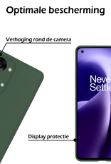 Nomfy Nomfy OnePlus Nord 2T Hoesje Siliconen Met 2x Screenprotector - Donkergroen
