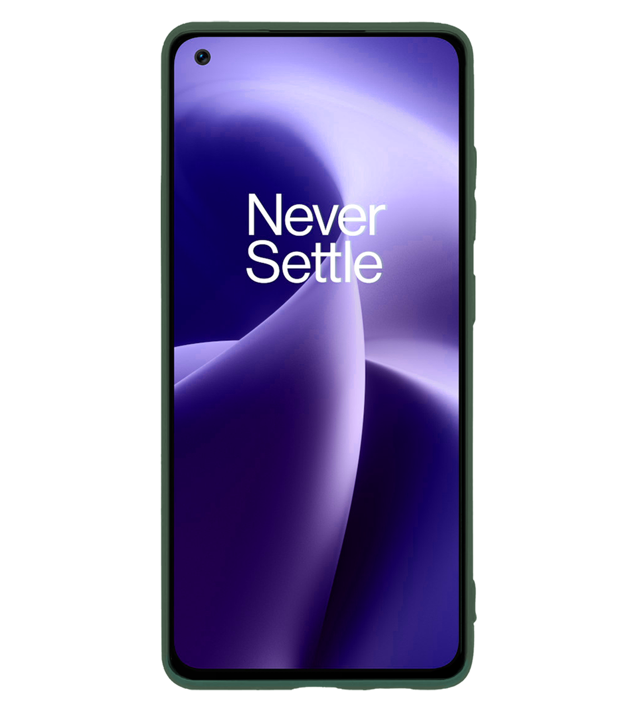 Nomfy Nomfy OnePlus Nord 2T Hoesje Siliconen Met 2x Screenprotector - Donkergroen