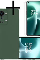 NoXx NoXx OnePlus Nord 2T Hoesje Siliconen Met Screenprotector - Donkergroen
