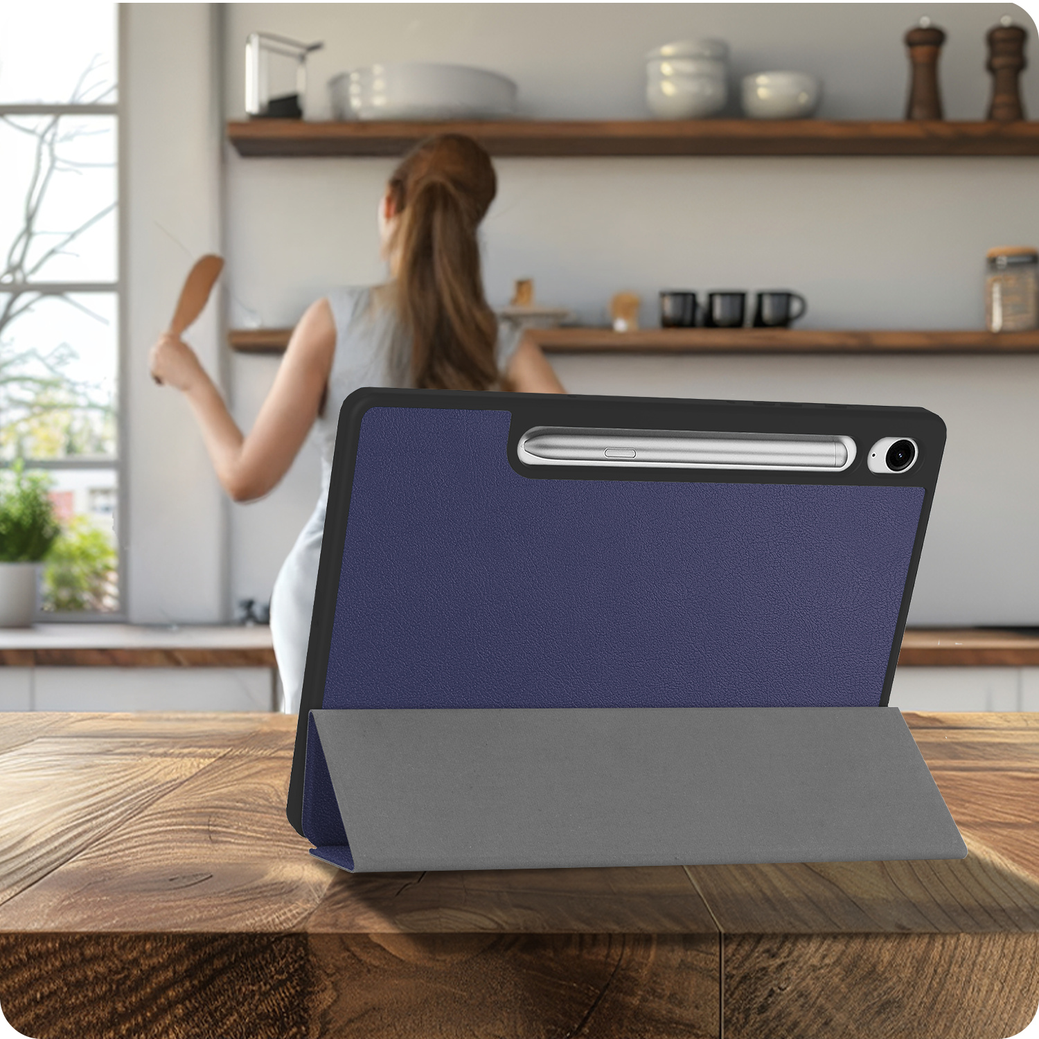 BASEY. BASEY. Samsung Galaxy Tab S10 FE Hoesje Met Uitsparing S Pen - Donkerblauw