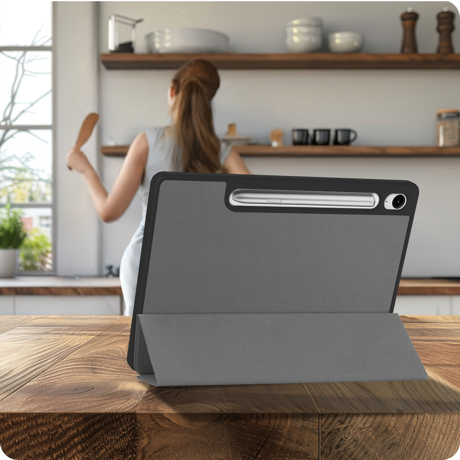 BASEY. BASEY. Samsung Galaxy Tab S10 FE Hoesje Met Uitsparing S Pen - Grijs