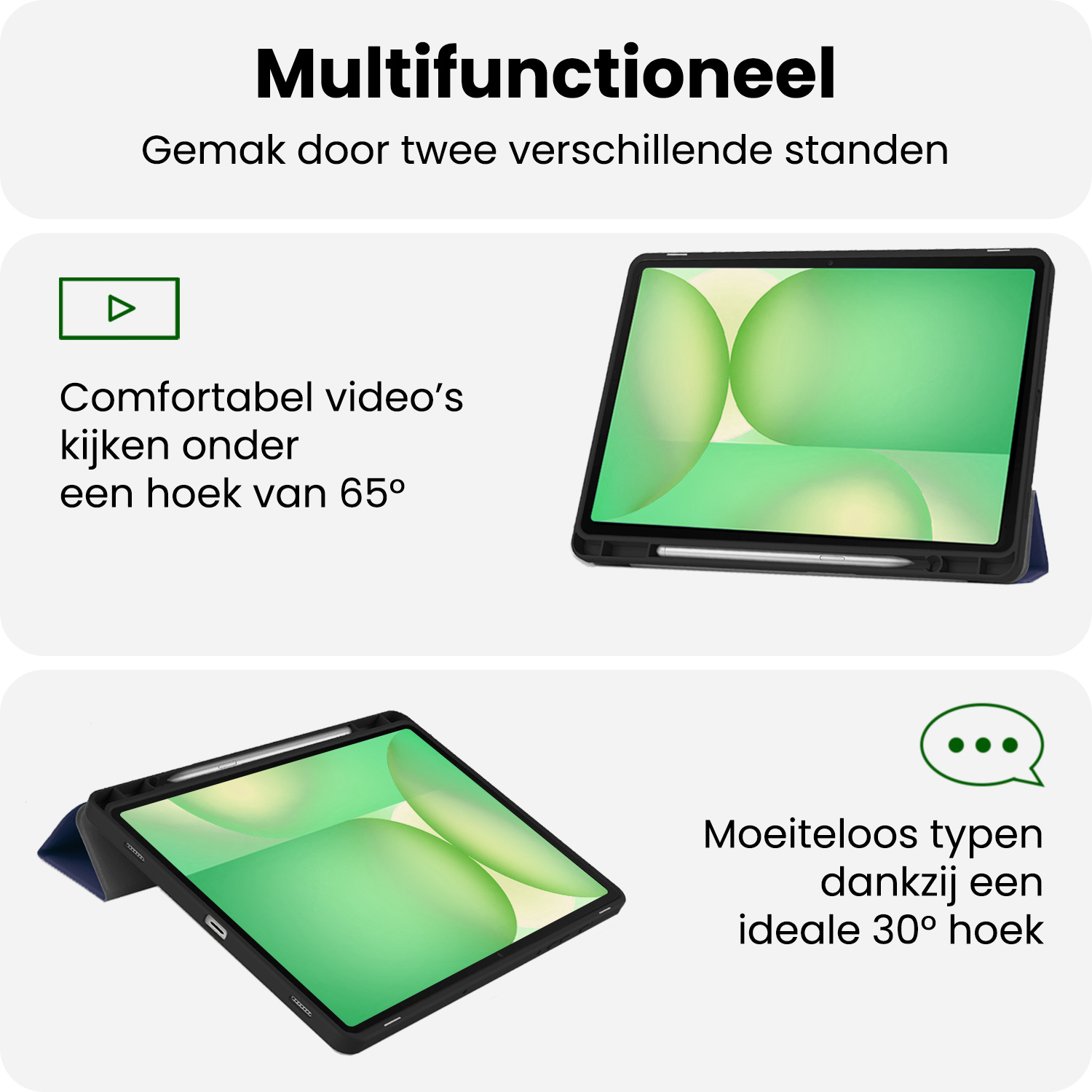 BASEY. BASEY. Samsung Galaxy Tab S10 FE Hoesje Met Uitsparing S Pen Met Screenprotector - Donkerblauw