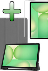 BASEY. BASEY. Samsung Galaxy Tab S10 FE Hoesje Met Uitsparing S Pen Met Screenprotector - Grijs