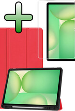 BASEY. BASEY. Samsung Galaxy Tab S10 FE Hoesje Met Uitsparing S Pen Met Screenprotector - Rood