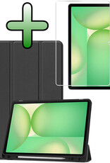 BASEY. BASEY. Samsung Galaxy Tab S10 FE Hoesje Met Uitsparing S Pen Met Screenprotector - Zwart