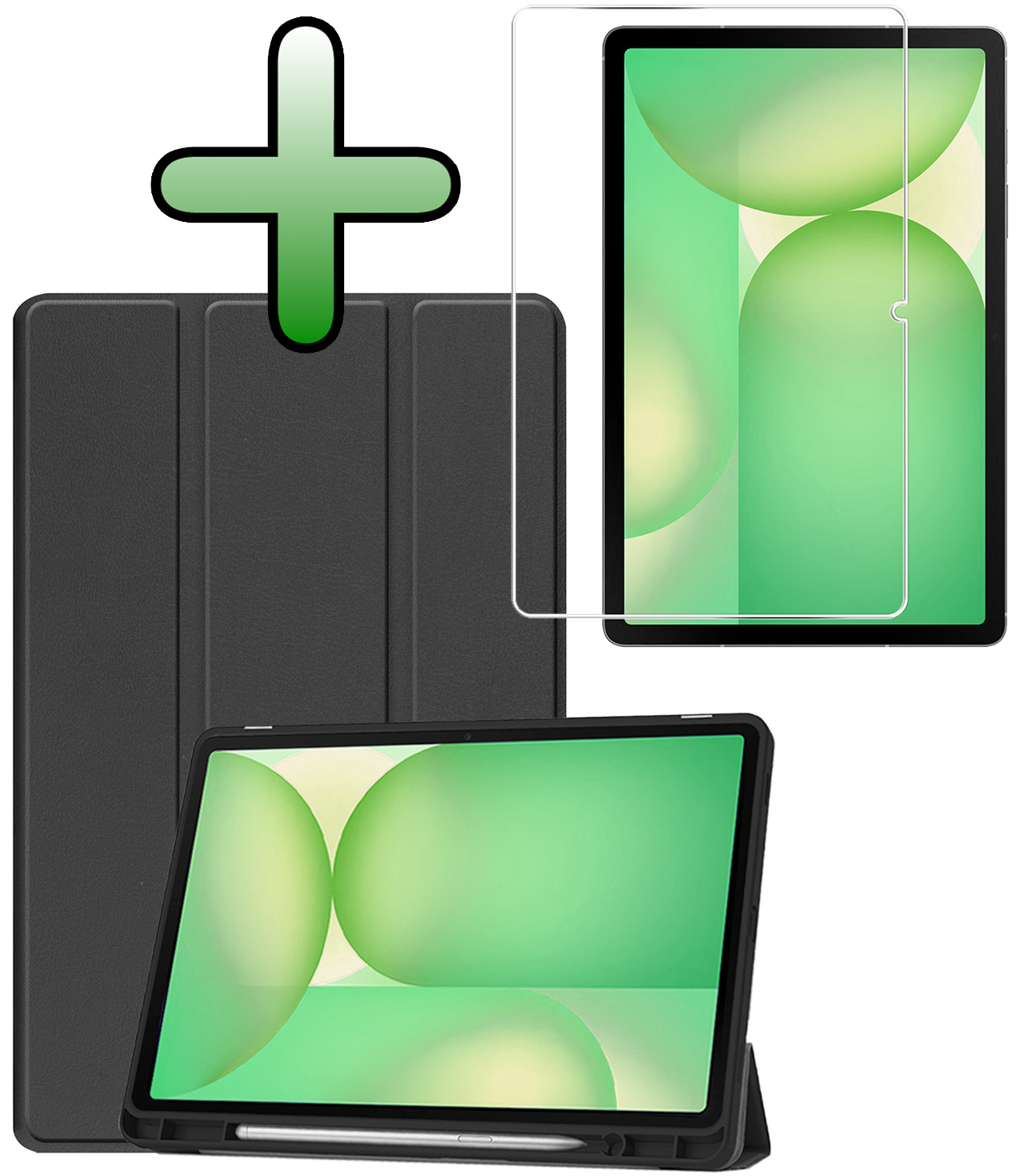 BASEY. BASEY. Samsung Galaxy Tab S10 FE Hoesje Met Uitsparing S Pen Met Screenprotector - Zwart