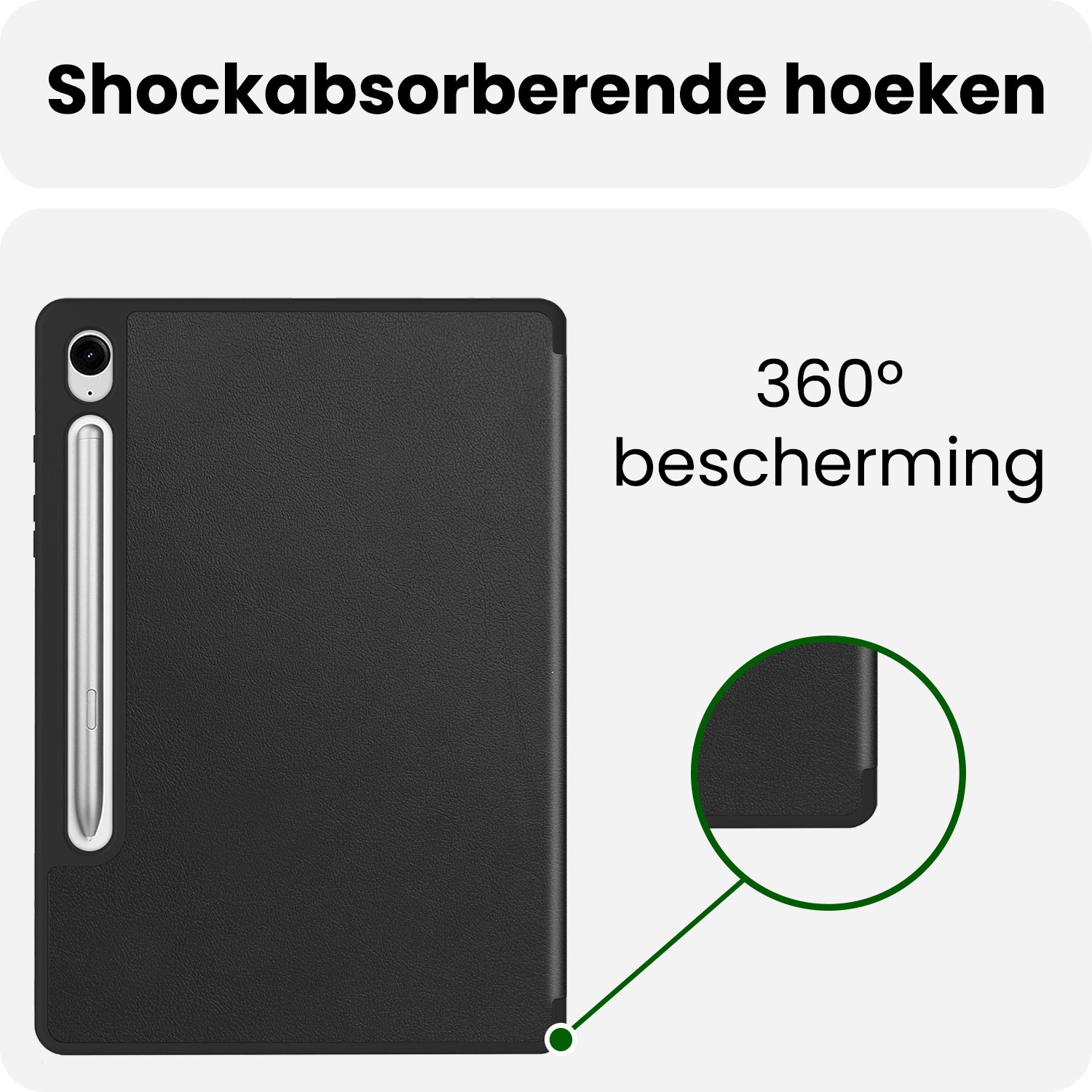 BASEY. BASEY. Samsung Galaxy Tab S10 FE Hoesje Met Uitsparing S Pen Met Screenprotector - Zwart