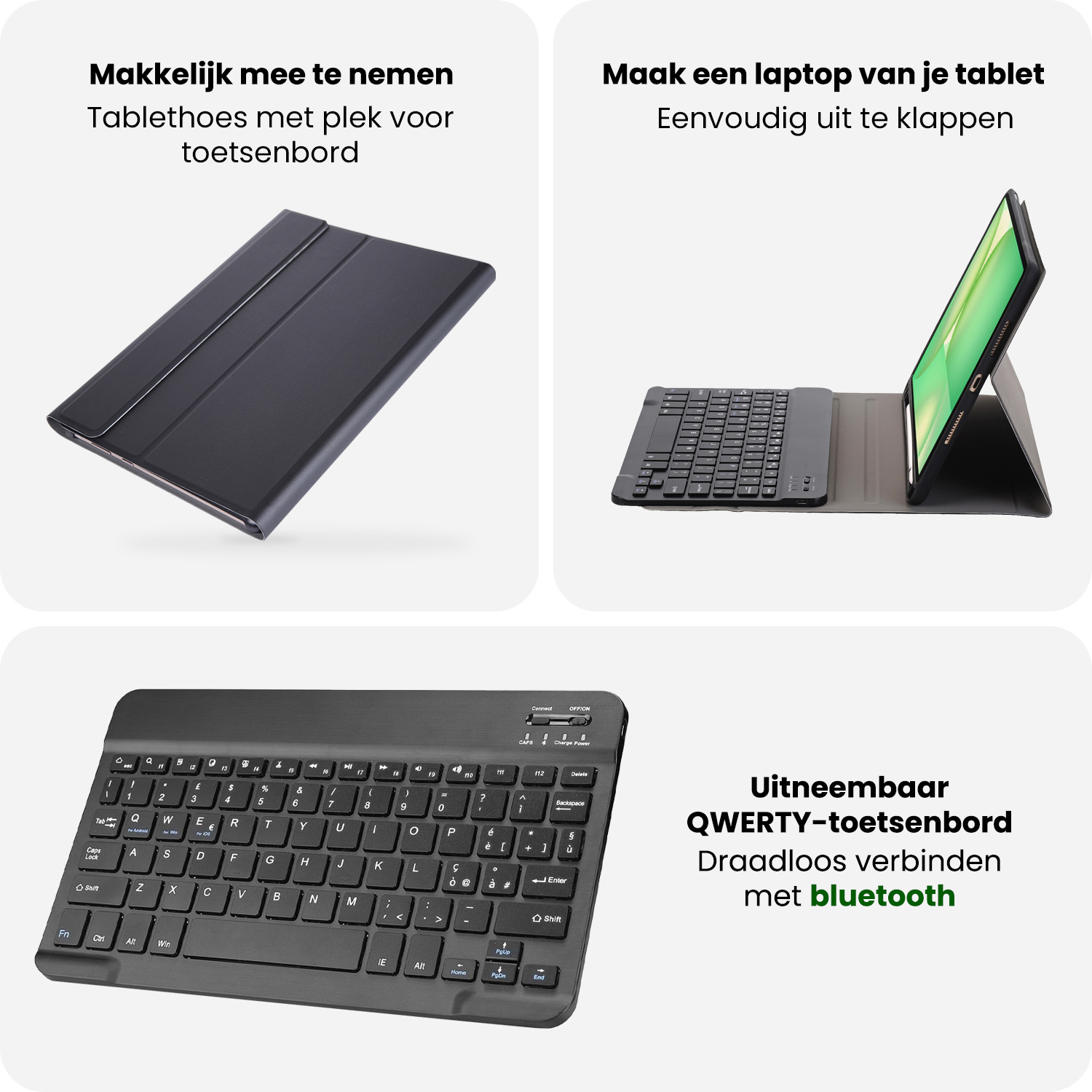 BASEY. BASEY. Samsung Galaxy Tab S10 FE Toetsenbordhoes Met Screenprotector - Zwart