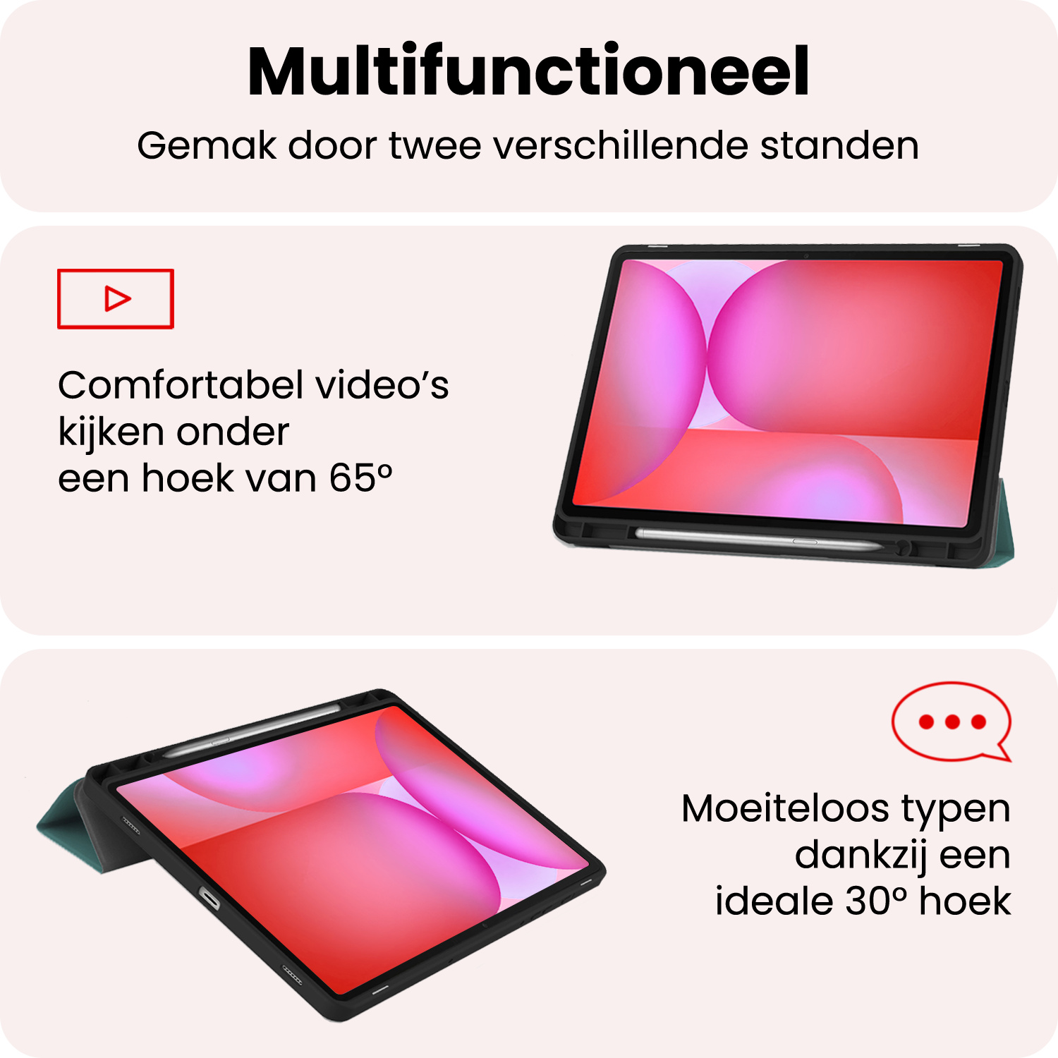 NoXx NoXx Samsung Galaxy Tab S10 FE Hoesje Met Uitsparing S Pen Met Screenprotector - Donkergroen