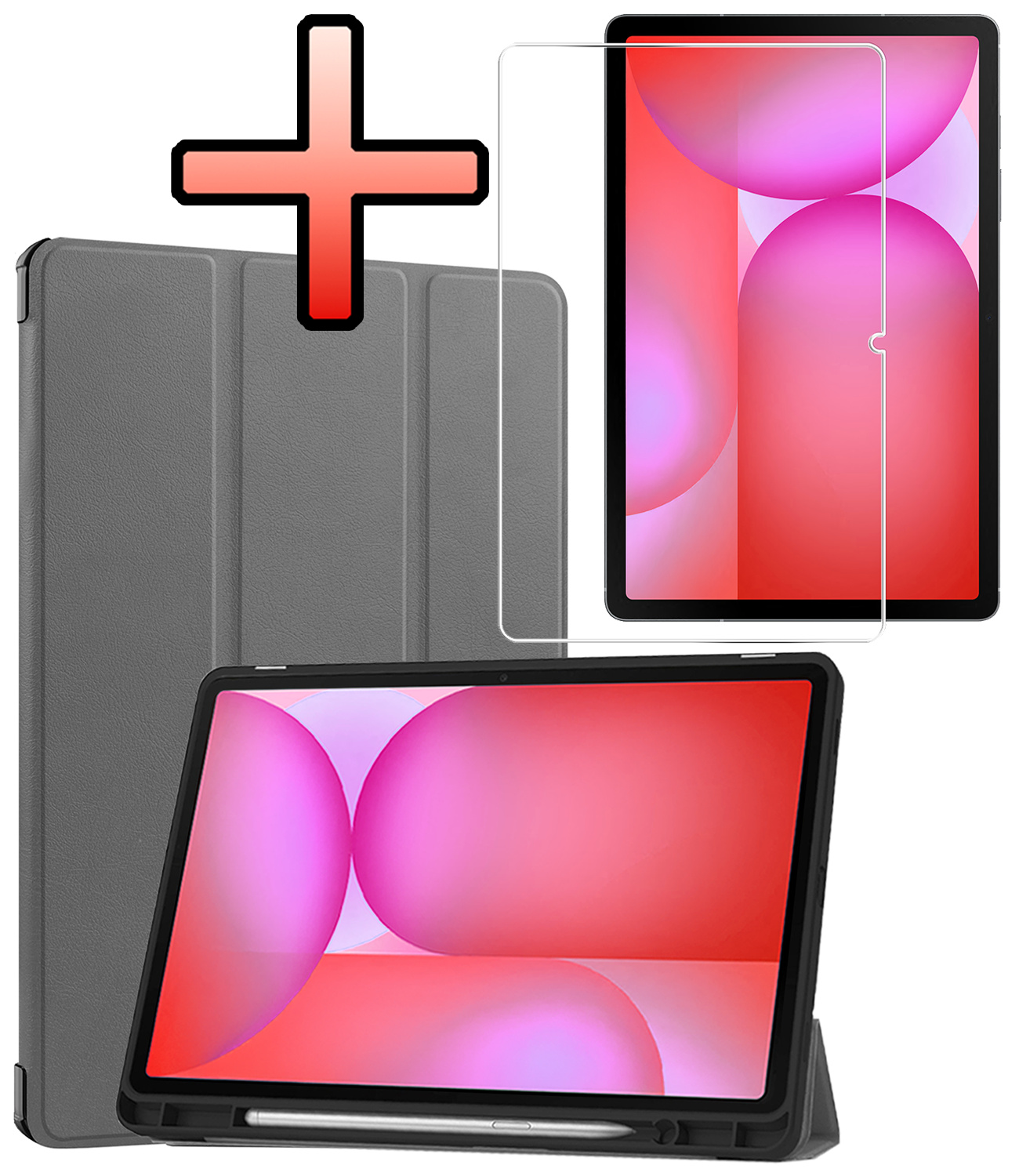 NoXx NoXx Samsung Galaxy Tab S10 FE Hoesje Met Uitsparing S Pen Met Screenprotector - Grijs