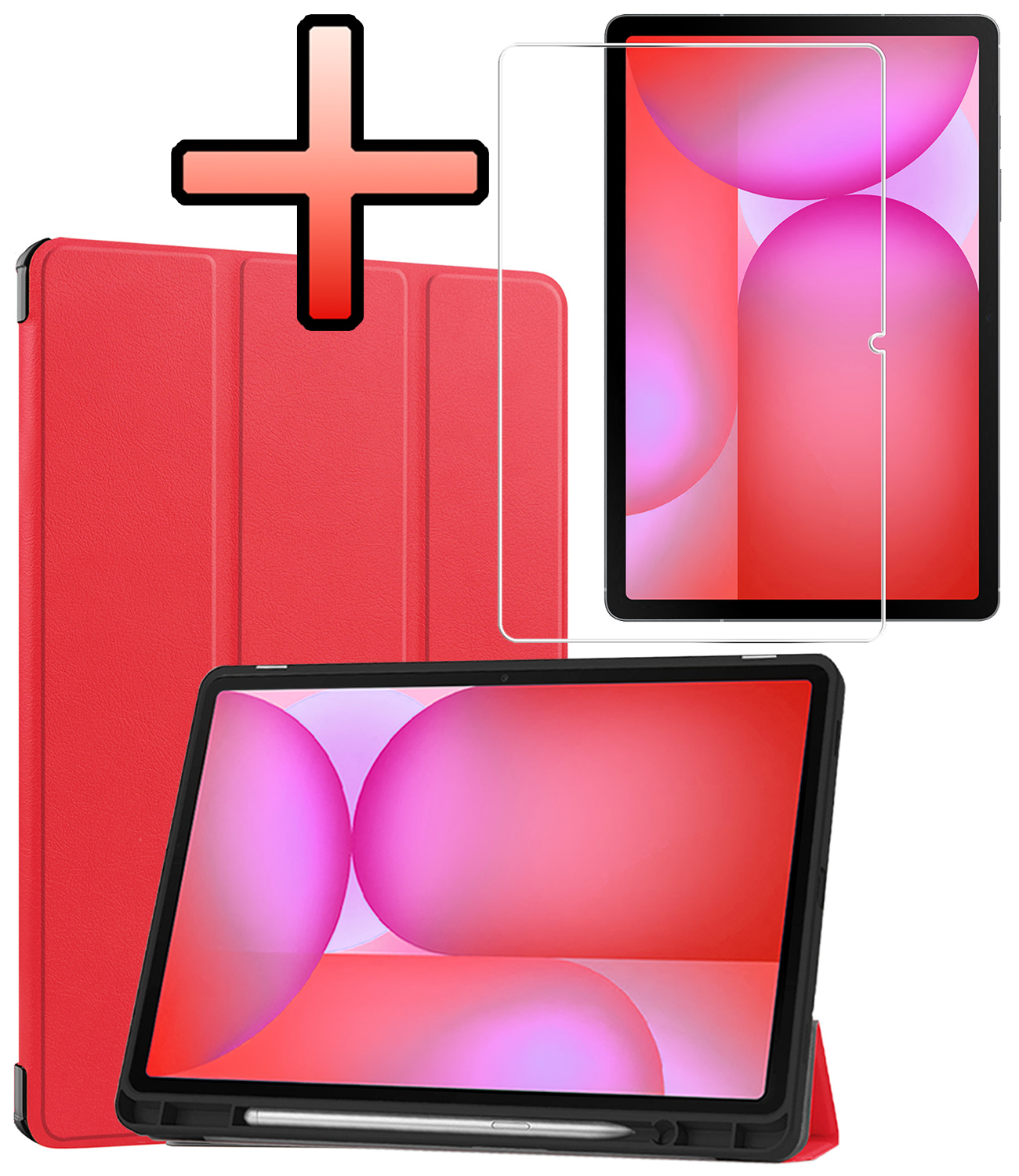 NoXx NoXx Samsung Galaxy Tab S10 FE Hoesje Met Uitsparing S Pen Met Screenprotector - Rood