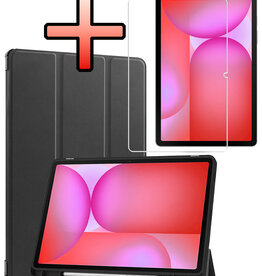 NoXx NoXx Samsung Galaxy Tab S10 FE Hoesje Met Uitsparing S Pen Met Screenprotector - Zwart