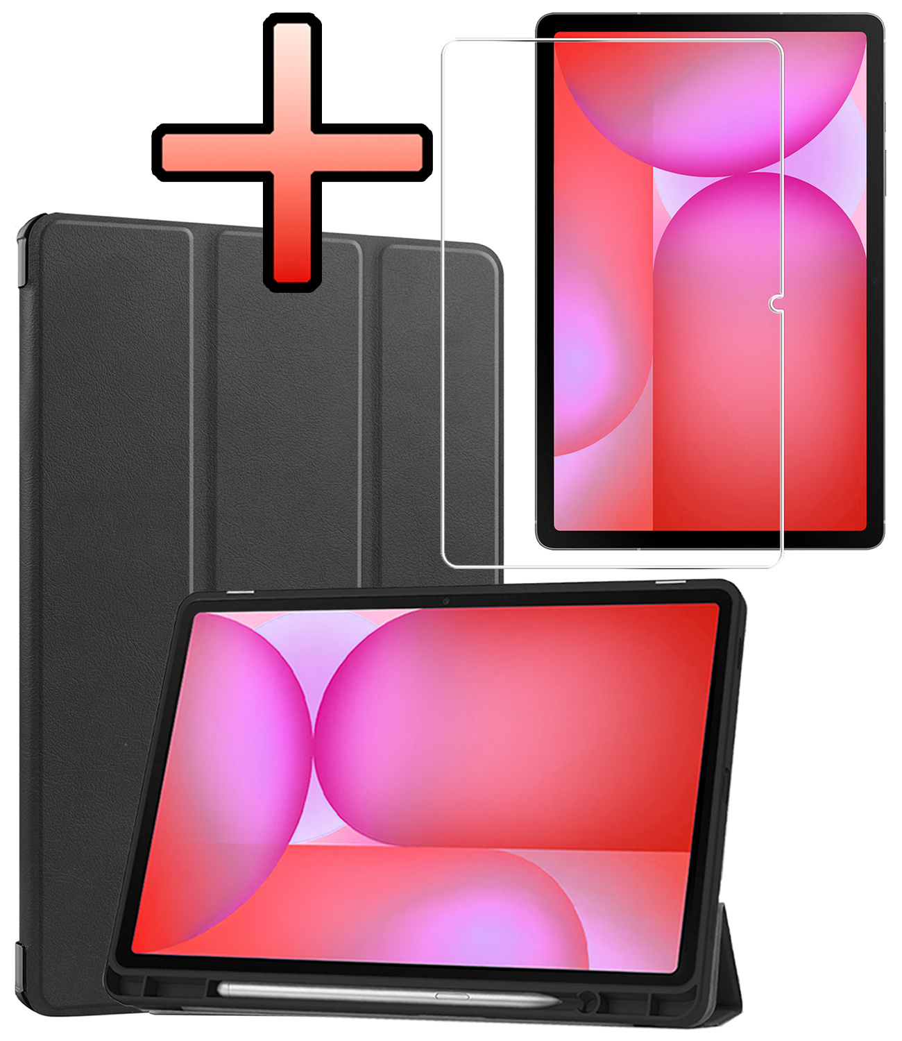 NoXx NoXx Samsung Galaxy Tab S10 FE Hoesje Met Uitsparing S Pen Met Screenprotector - Zwart