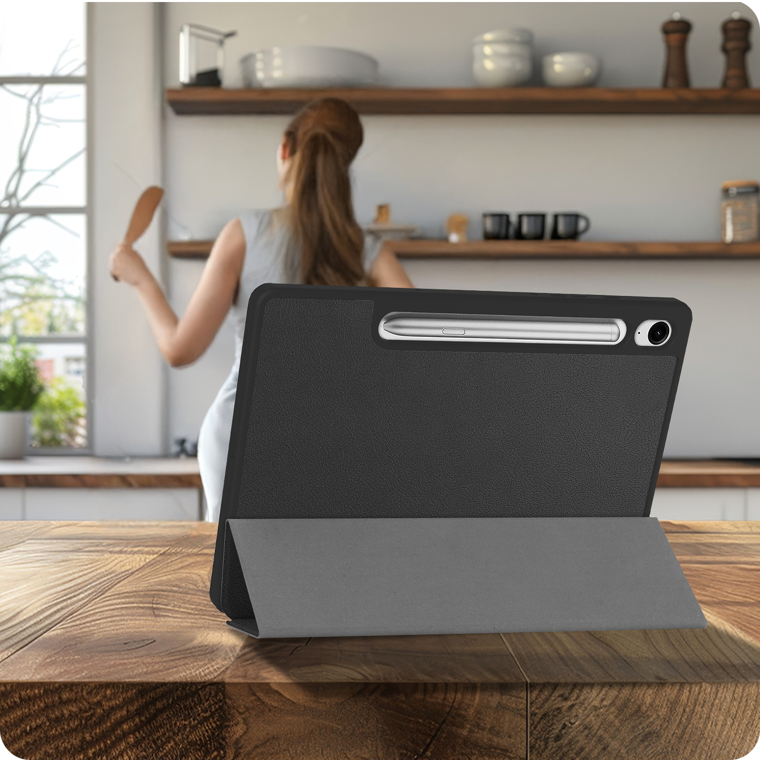 NoXx NoXx Samsung Galaxy Tab S10 FE Hoesje Met Uitsparing S Pen Met Screenprotector - Zwart